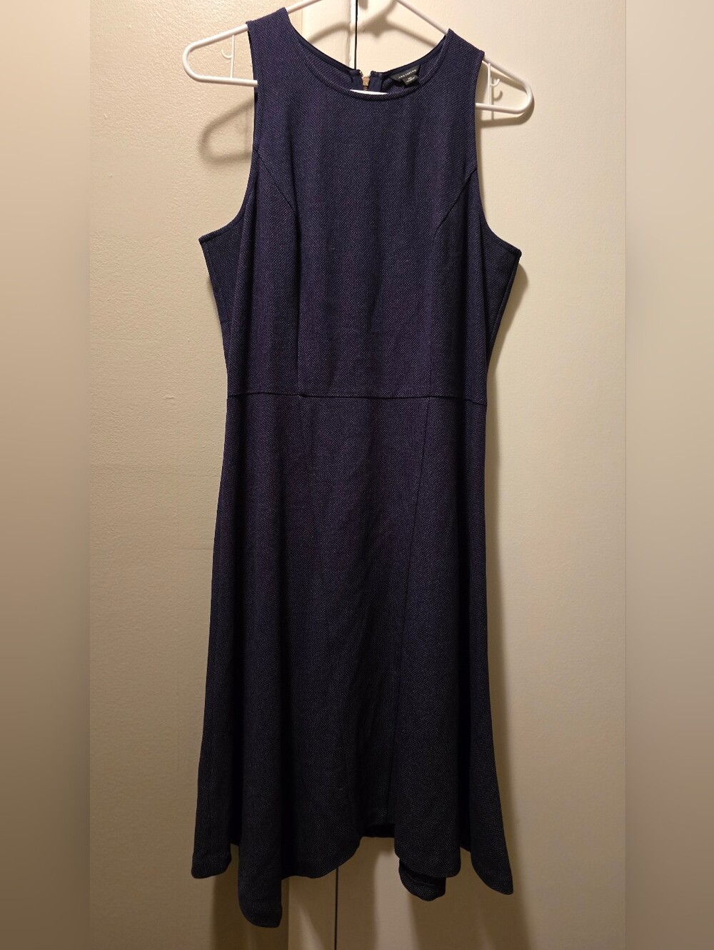 Anne Taylor Sleeveless Navy Fit-and-Flare Dress